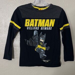 Batman Boys Kids LEGO Long Sleeve TShirt Black Yellow 7/8 Medium